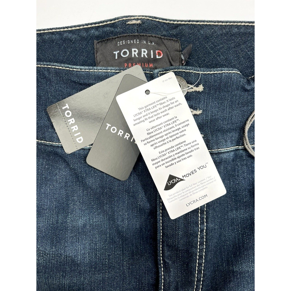 Torrid Capris SZ 24 NEW Lycra Super Stretch Crop Legging Blue Denim Rolled Cuffs - Picture 6 of 16